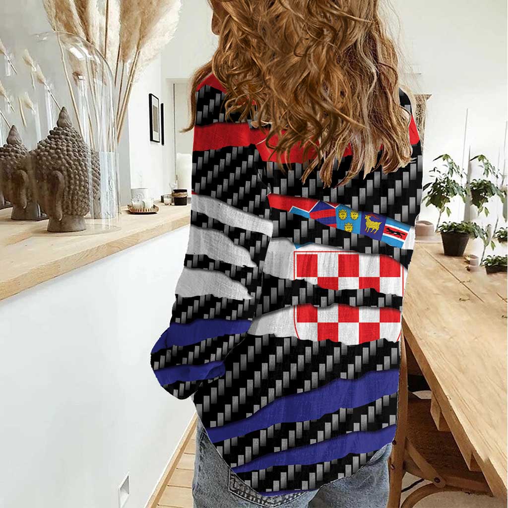 Croatia Beast Women Casual Shirt Ripped Flag Graphic - Wonder Print Shop