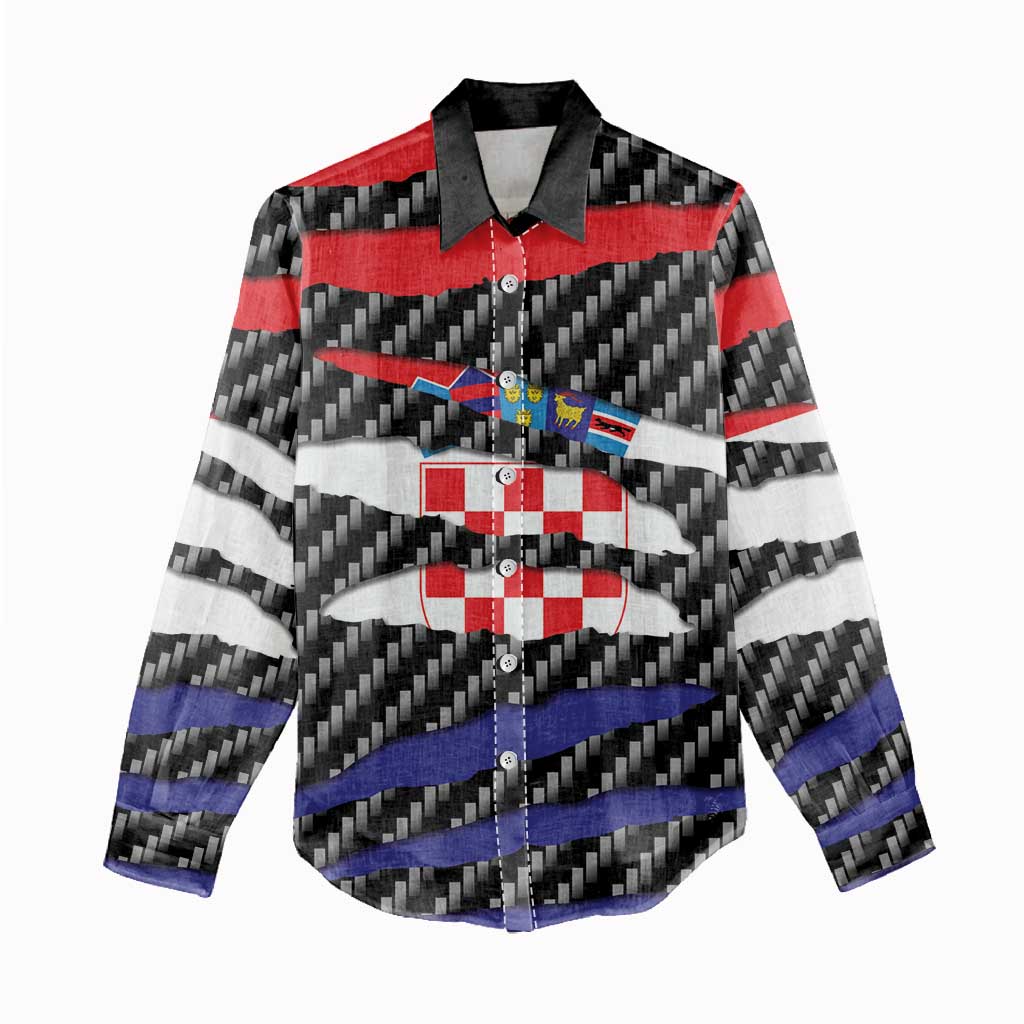 Croatia Beast Women Casual Shirt Ripped Flag Graphic - Wonder Print Shop