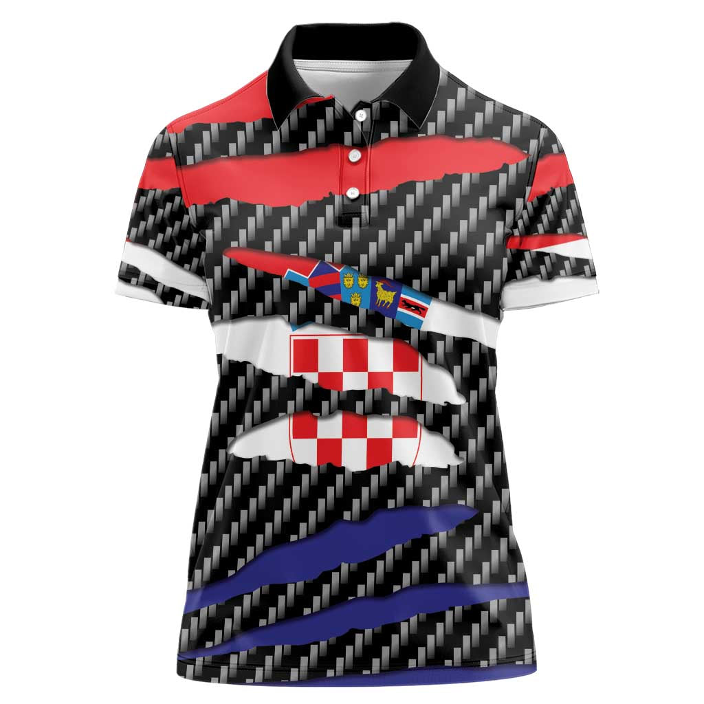 Croatia Beast Women Polo Shirt Ripped Flag Graphic - Wonder Print Shop