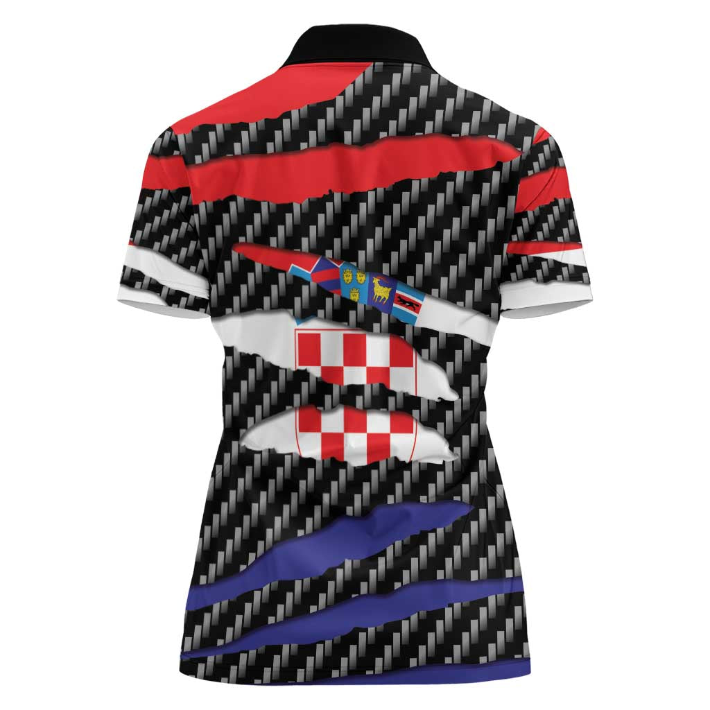 Croatia Beast Women Polo Shirt Ripped Flag Graphic - Wonder Print Shop