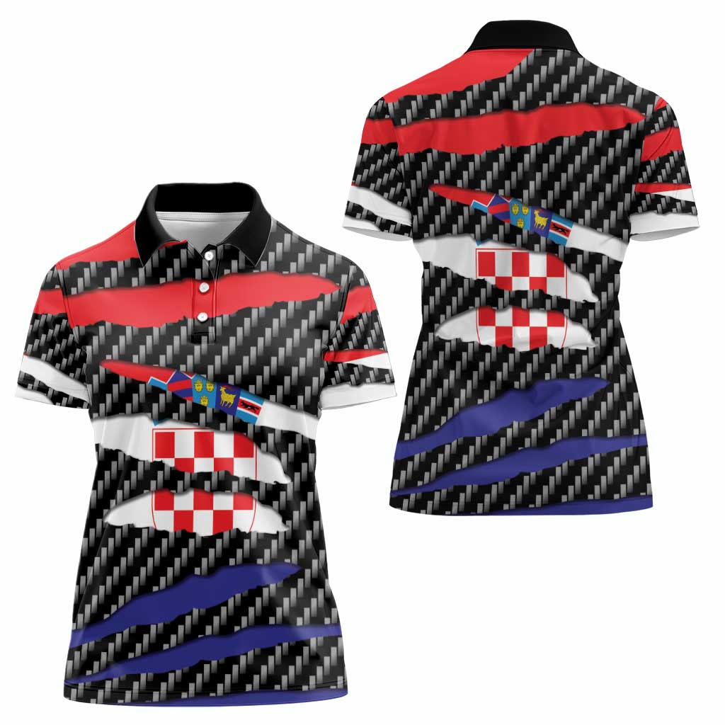 Croatia Beast Women Polo Shirt Ripped Flag Graphic - Wonder Print Shop