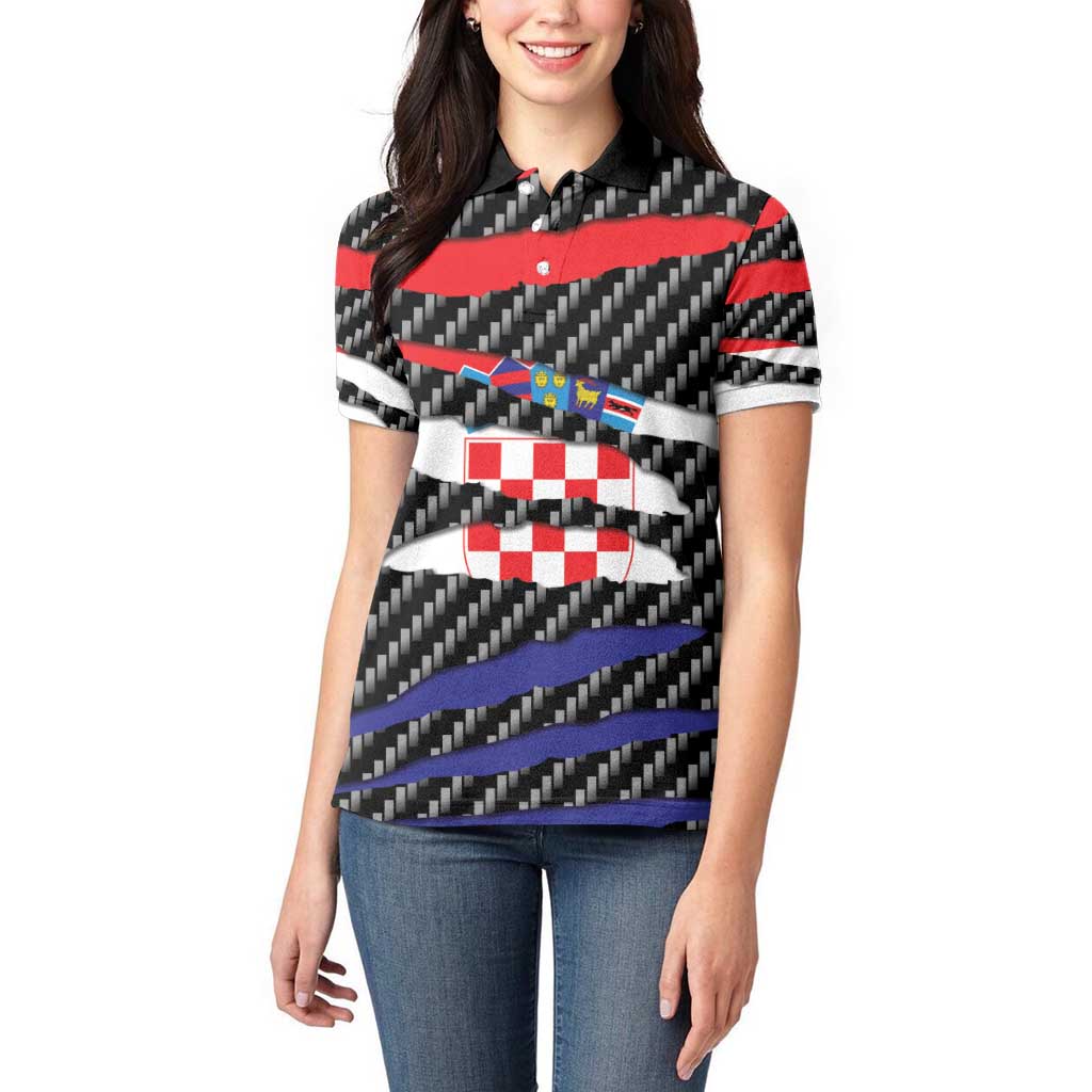 Croatia Beast Women Polo Shirt Ripped Flag Graphic - Wonder Print Shop