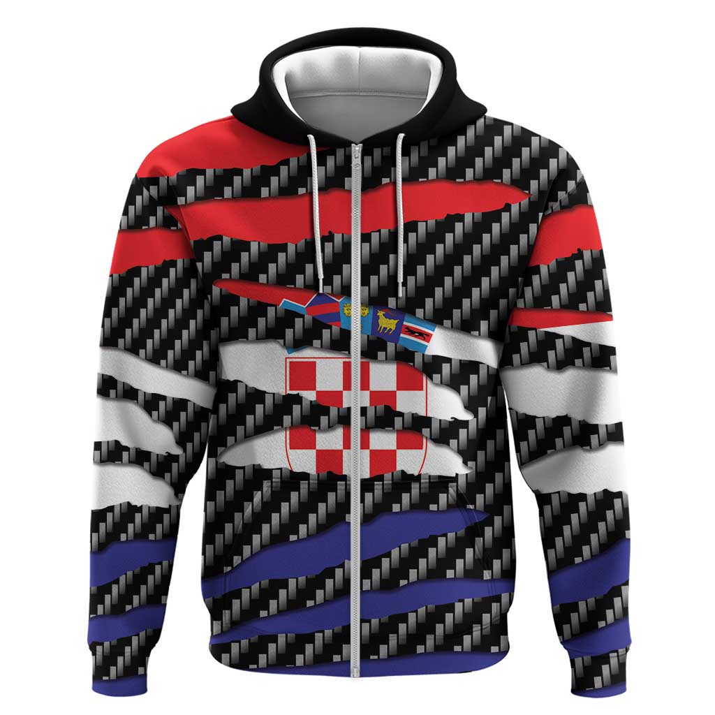 Croatia Beast Zip Hoodie Ripped Flag Graphic - Wonder Print Shop