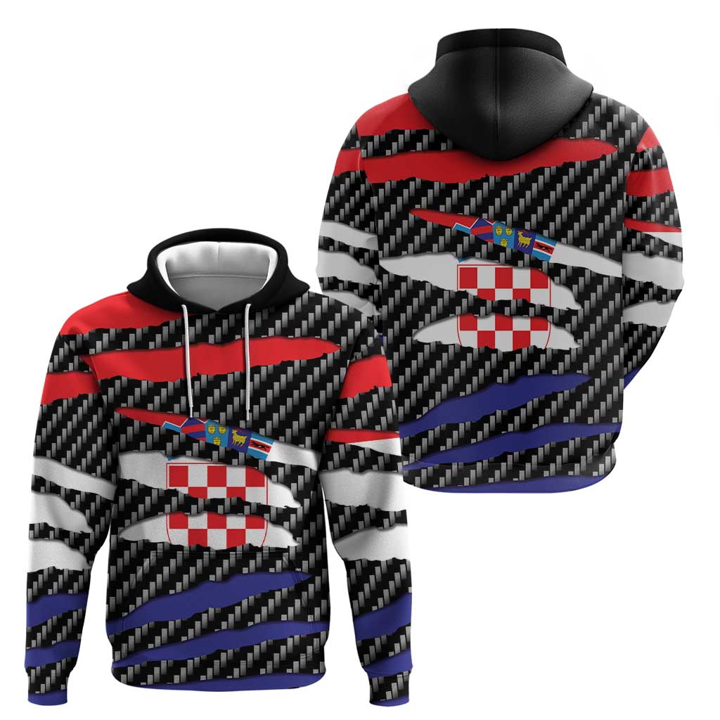 Croatia Beast Zip Hoodie Ripped Flag Graphic - Wonder Print Shop