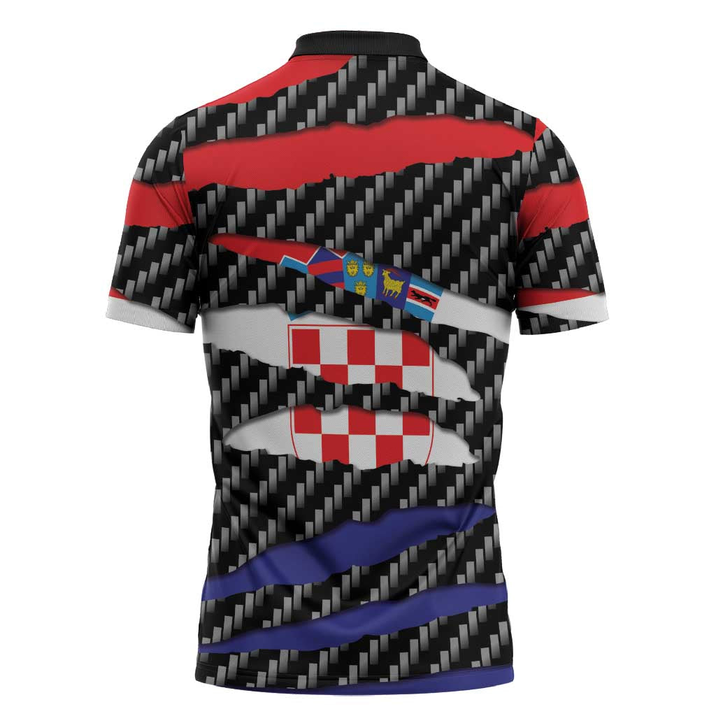 Croatia Beast Zipper Polo Shirt Ripped Flag Graphic - Wonder Print Shop