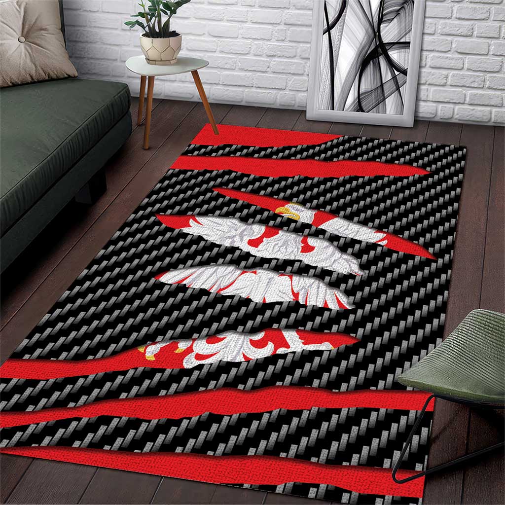 Poland Beast Area Rug Ripped Flag Graphic - Wonder Print Shop