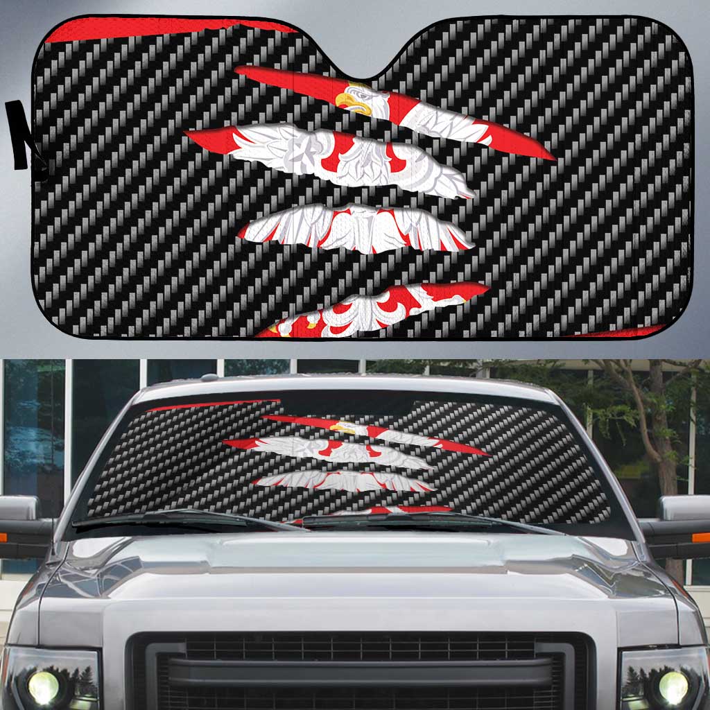 Poland Beast Auto Sun Shade Ripped Flag Graphic - Wonder Print Shop