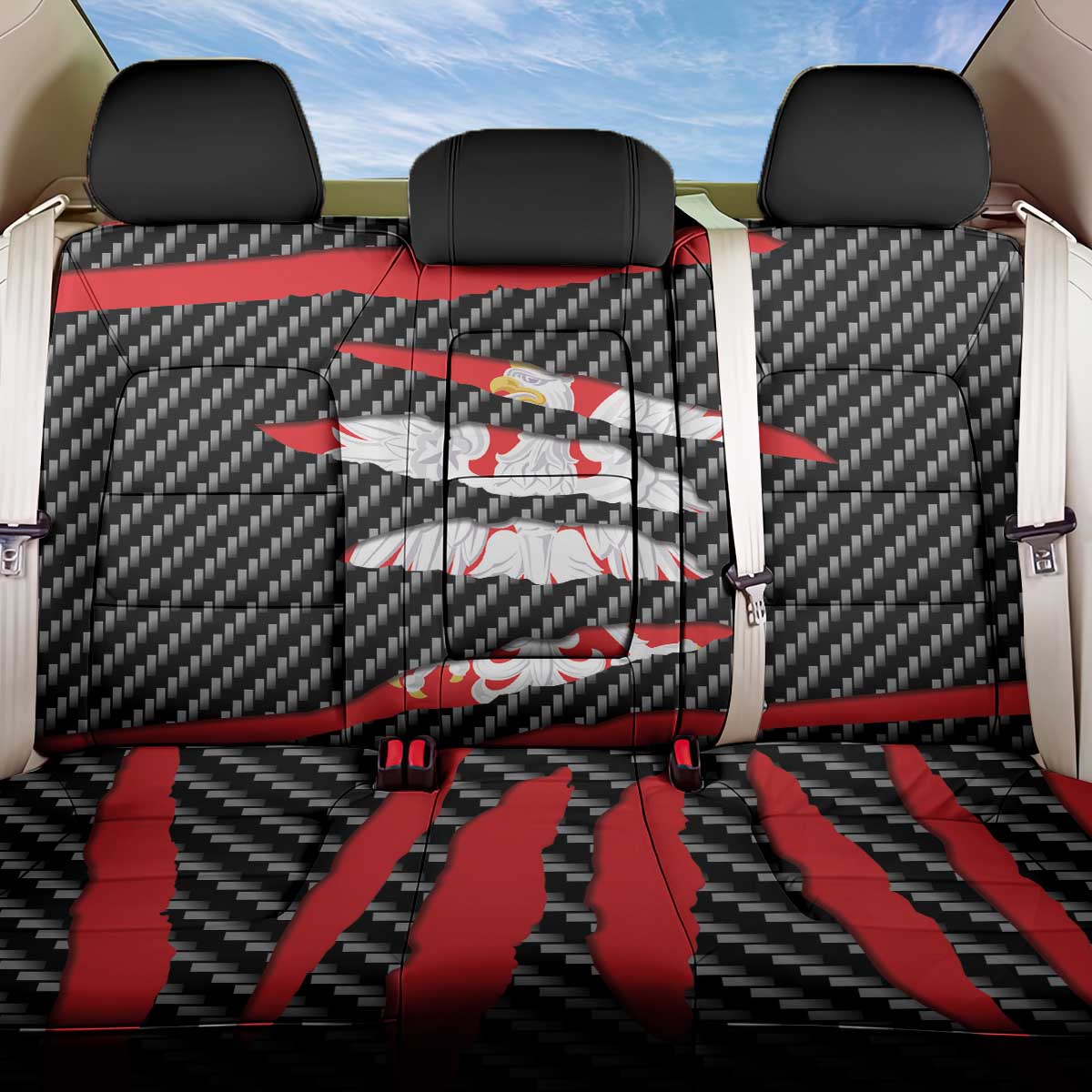 Poland Beast Back Car Seat Cover Ripped Flag Graphic - Wonder Print Shop