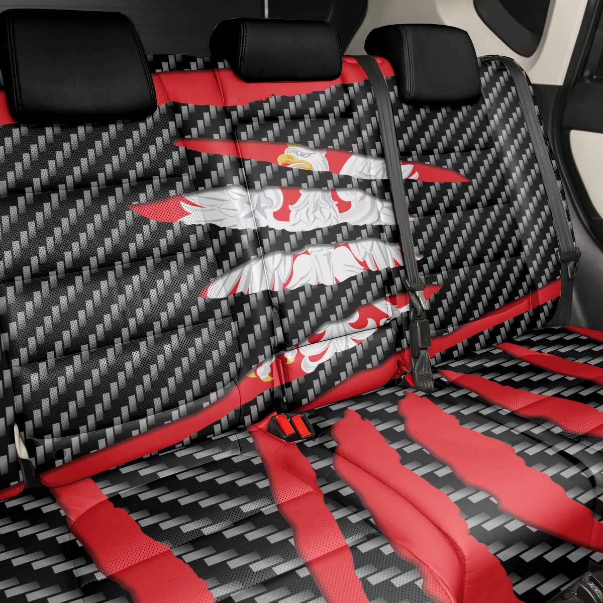 Poland Beast Back Car Seat Cover Ripped Flag Graphic - Wonder Print Shop