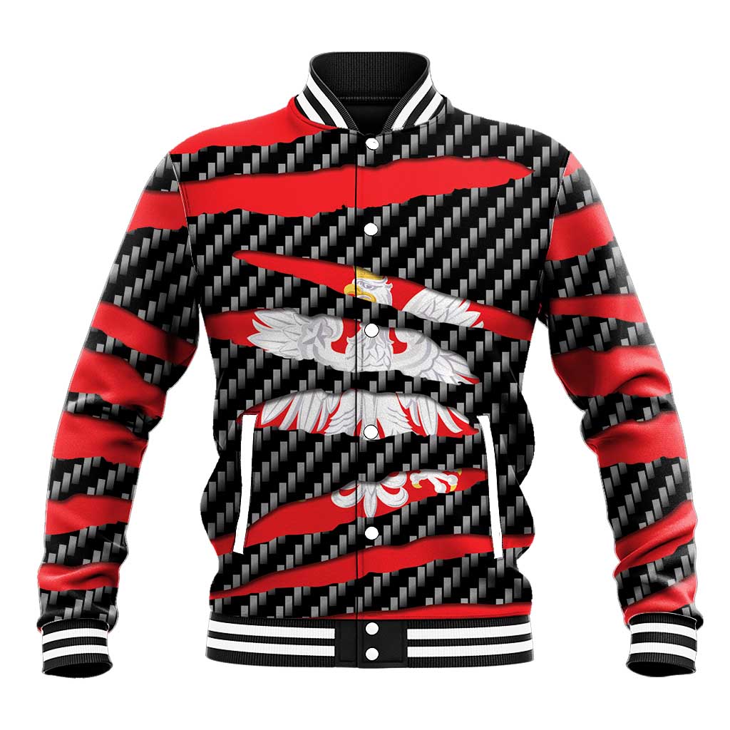 Poland Beast Baseball Jacket Ripped Flag Graphic - Wonder Print Shop