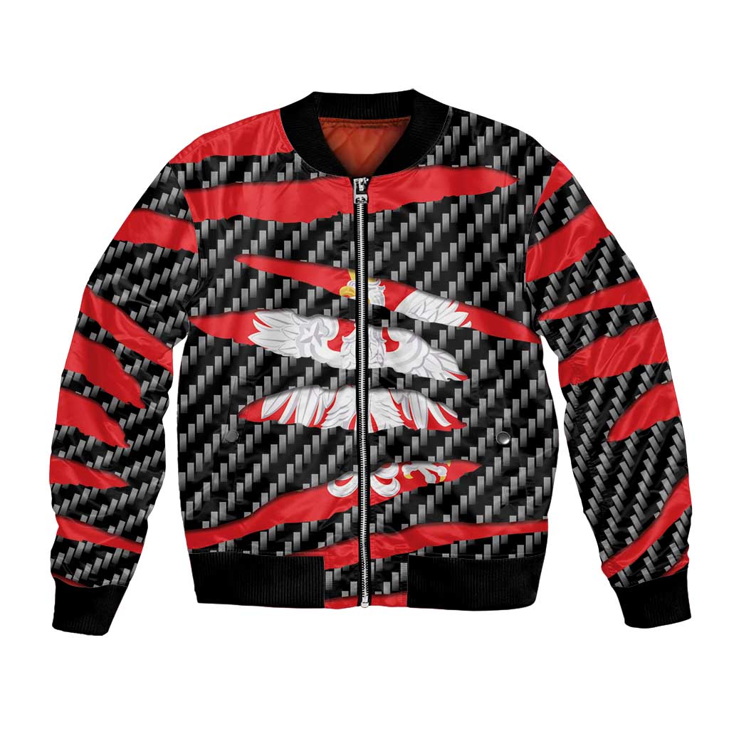 Poland Beast Bomber Jacket Ripped Flag Graphic - Wonder Print Shop