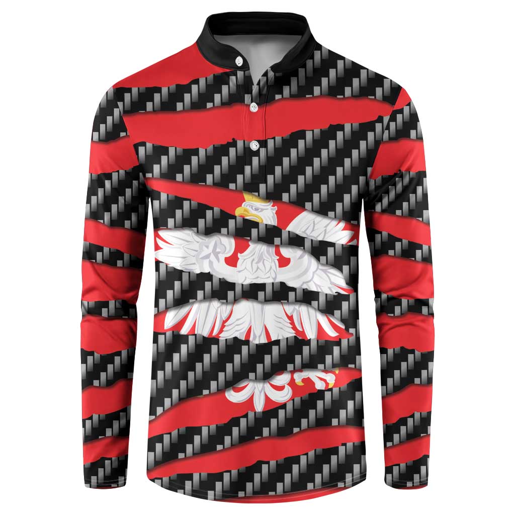 Poland Beast Button Sweatshirt Ripped Flag Graphic - Wonder Print Shop