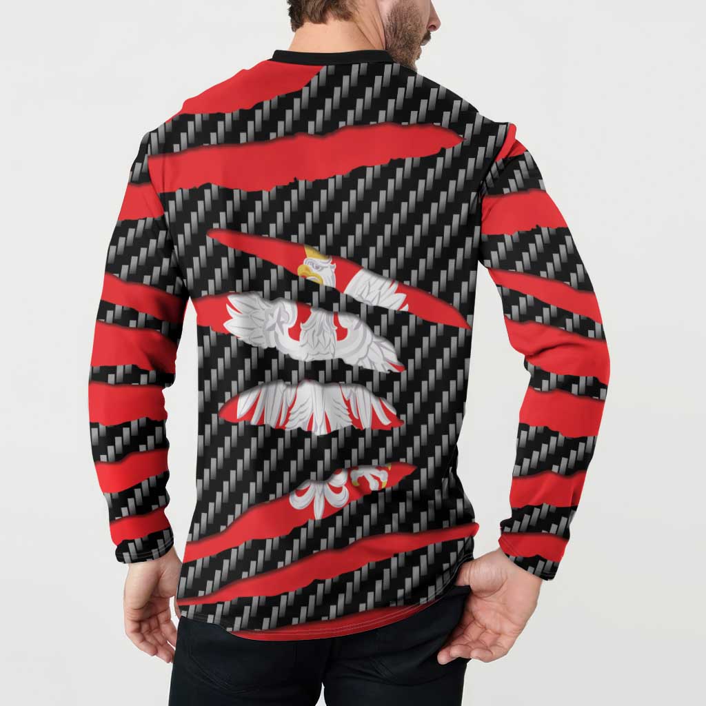 Poland Beast Button Sweatshirt Ripped Flag Graphic - Wonder Print Shop
