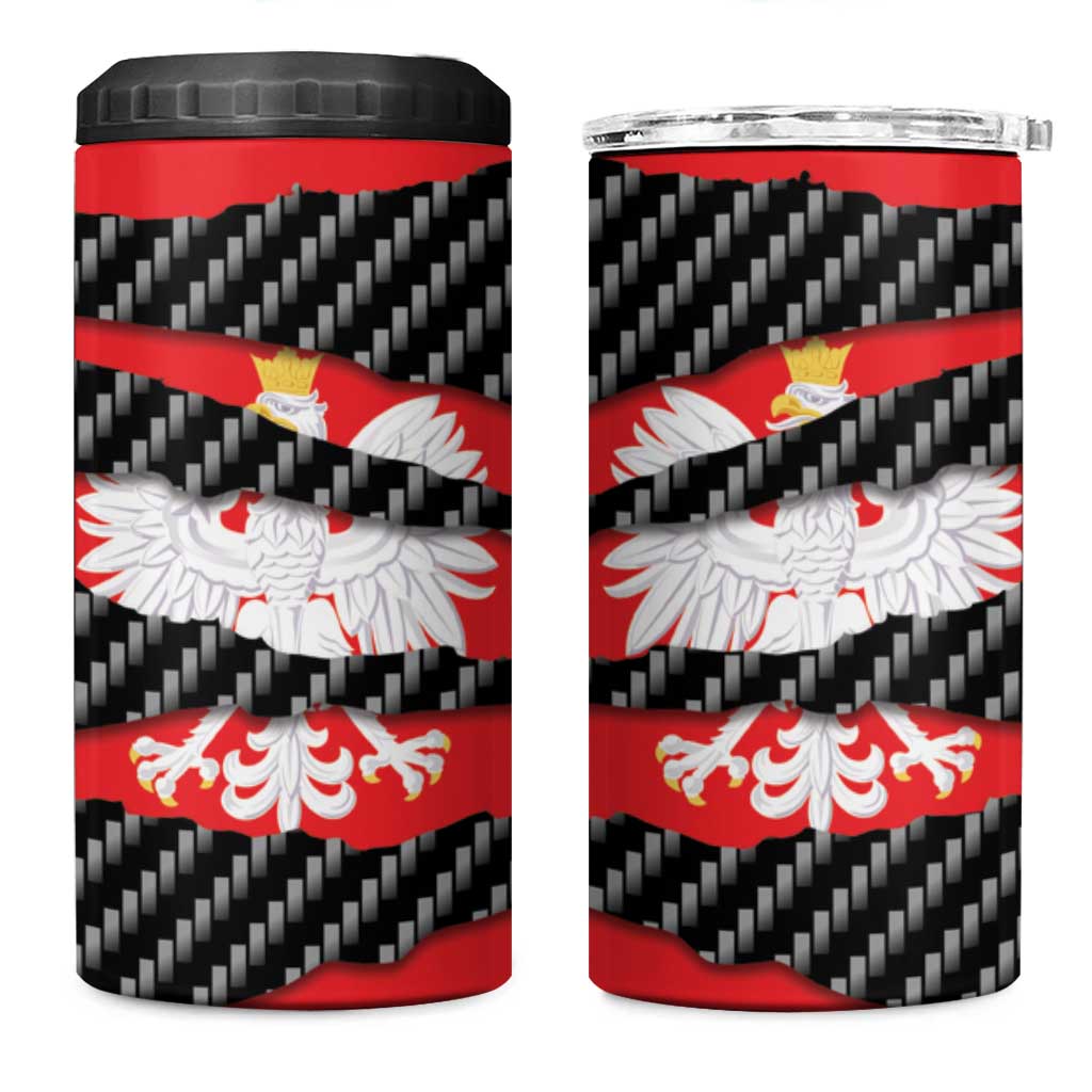 Poland Beast 4 in 1 Can Cooler Tumbler Ripped Flag Graphic - Wonder Print Shop
