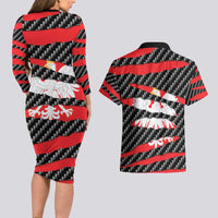 Poland Beast Couples Matching Long Sleeve Bodycon Dress and Hawaiian Shirt Ripped Flag Graphic - Wonder Print Shop