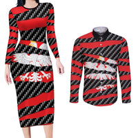 Poland Beast Couples Matching Long Sleeve Bodycon Dress and Long Sleeve Button Shirt Ripped Flag Graphic - Wonder Print Shop