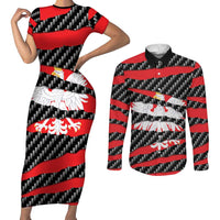 Poland Beast Couples Matching Short Sleeve Bodycon Dress and Long Sleeve Button Shirt Ripped Flag Graphic - Wonder Print Shop