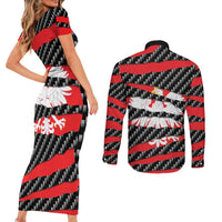 Poland Beast Couples Matching Short Sleeve Bodycon Dress and Long Sleeve Button Shirt Ripped Flag Graphic - Wonder Print Shop