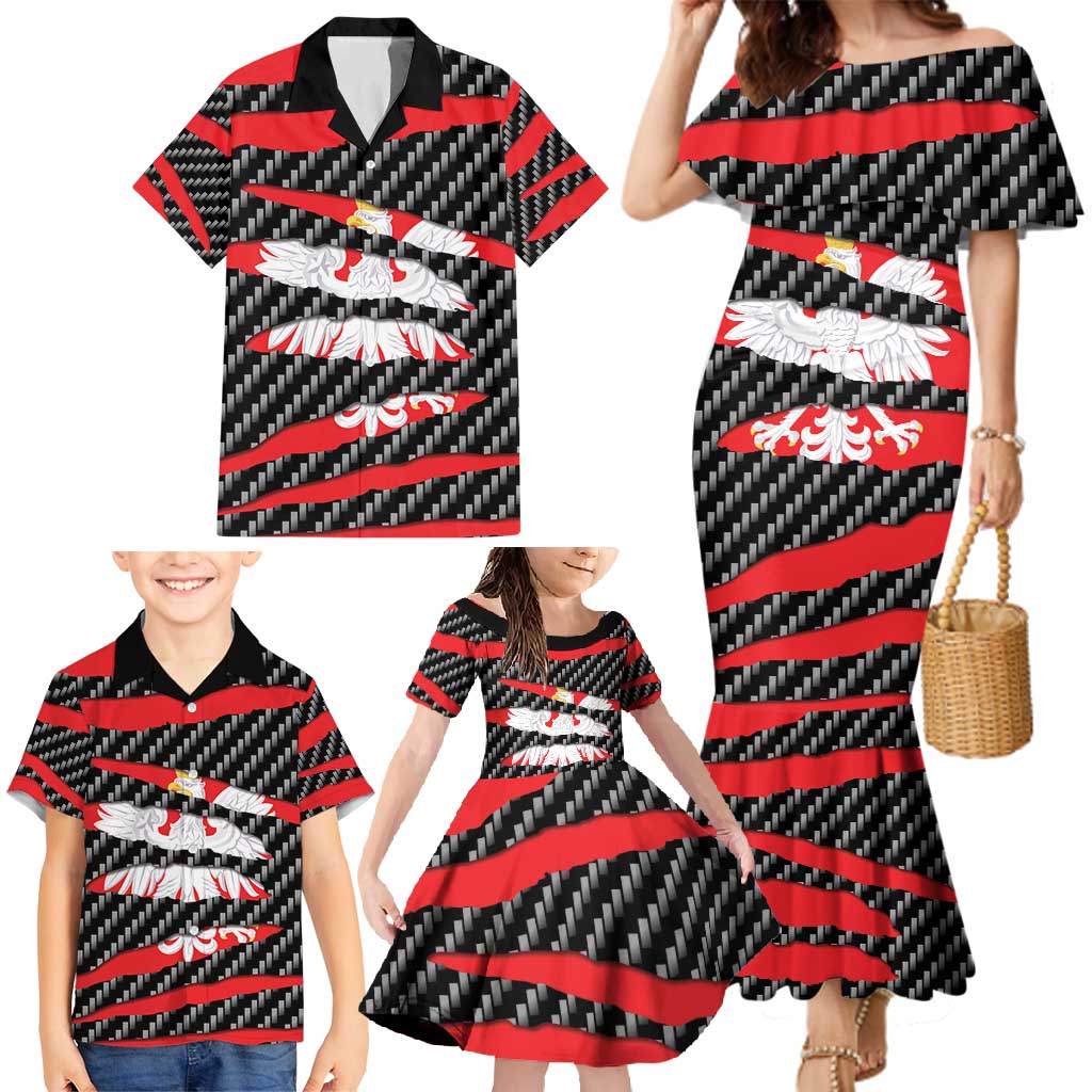Poland Beast Family Matching Mermaid Dress and Hawaiian Shirt Ripped Flag Graphic - Wonder Print Shop