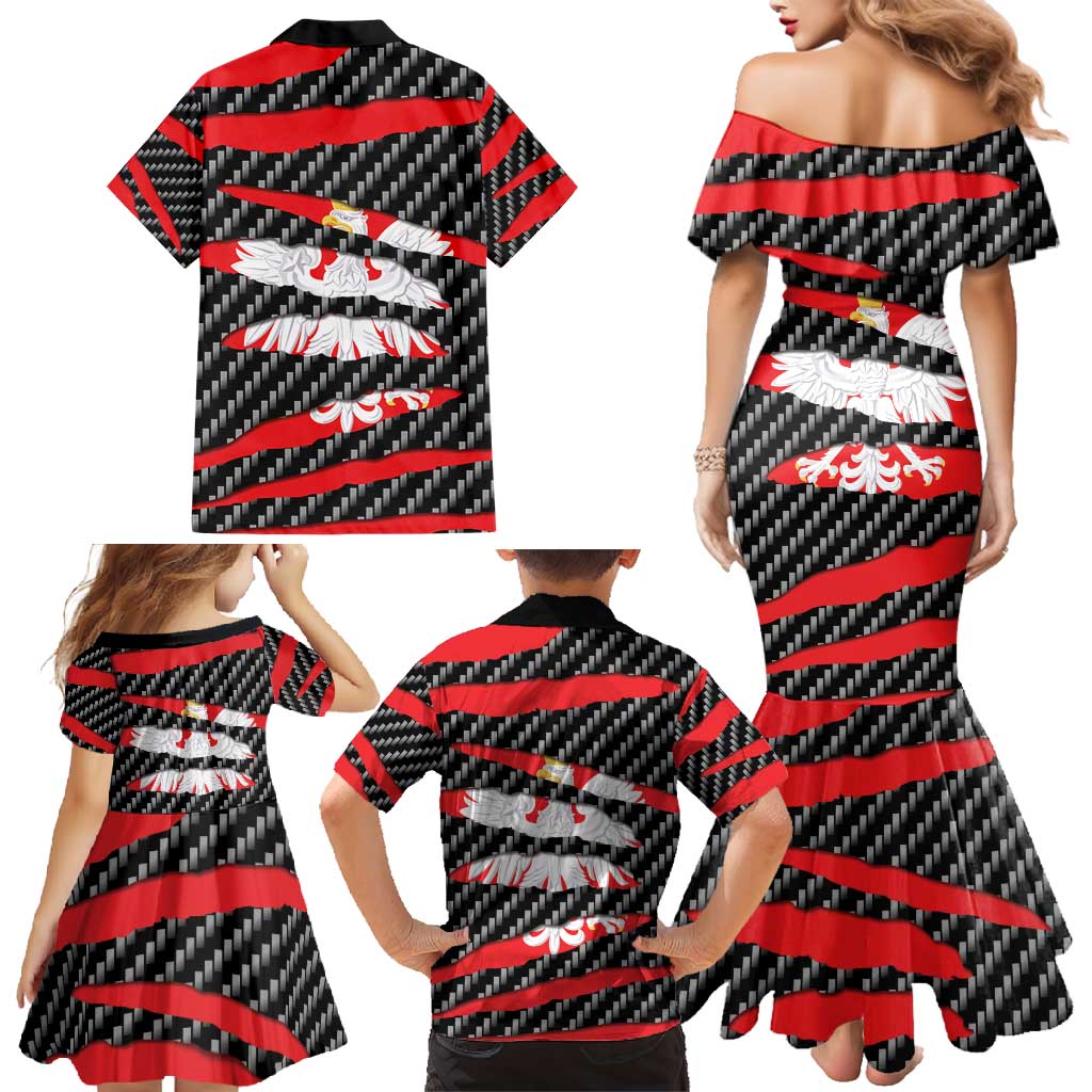 Poland Beast Family Matching Mermaid Dress and Hawaiian Shirt Ripped Flag Graphic - Wonder Print Shop