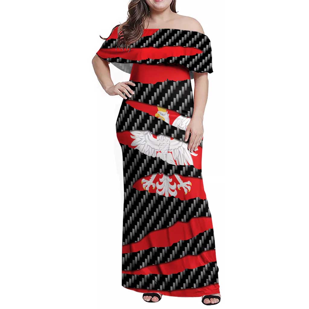 Poland Beast Family Matching Off Shoulder Maxi Dress and Hawaiian Shirt Ripped Flag Graphic - Wonder Print Shop