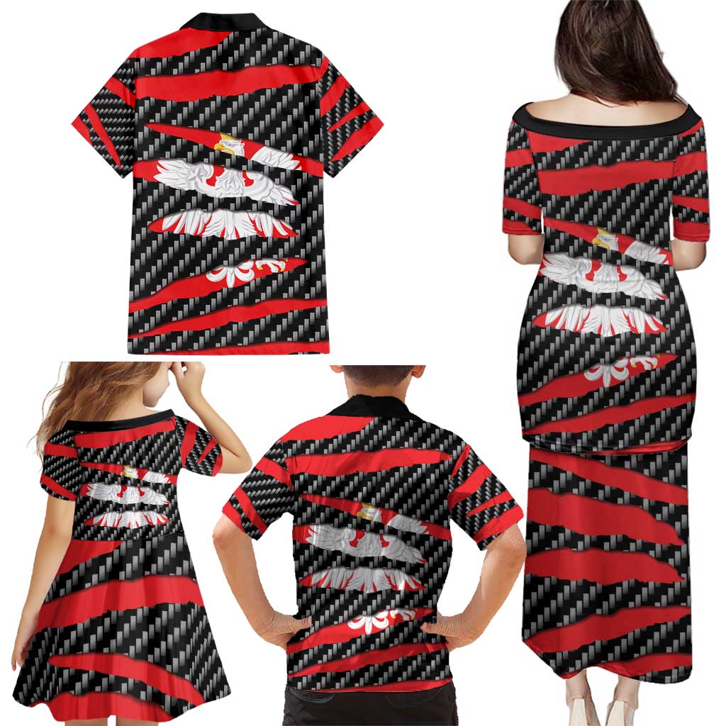 Poland Beast Family Matching Puletasi and Hawaiian Shirt Ripped Flag Graphic - Wonder Print Shop