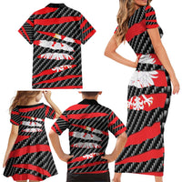 Poland Beast Family Matching Short Sleeve Bodycon Dress and Hawaiian Shirt Ripped Flag Graphic - Wonder Print Shop