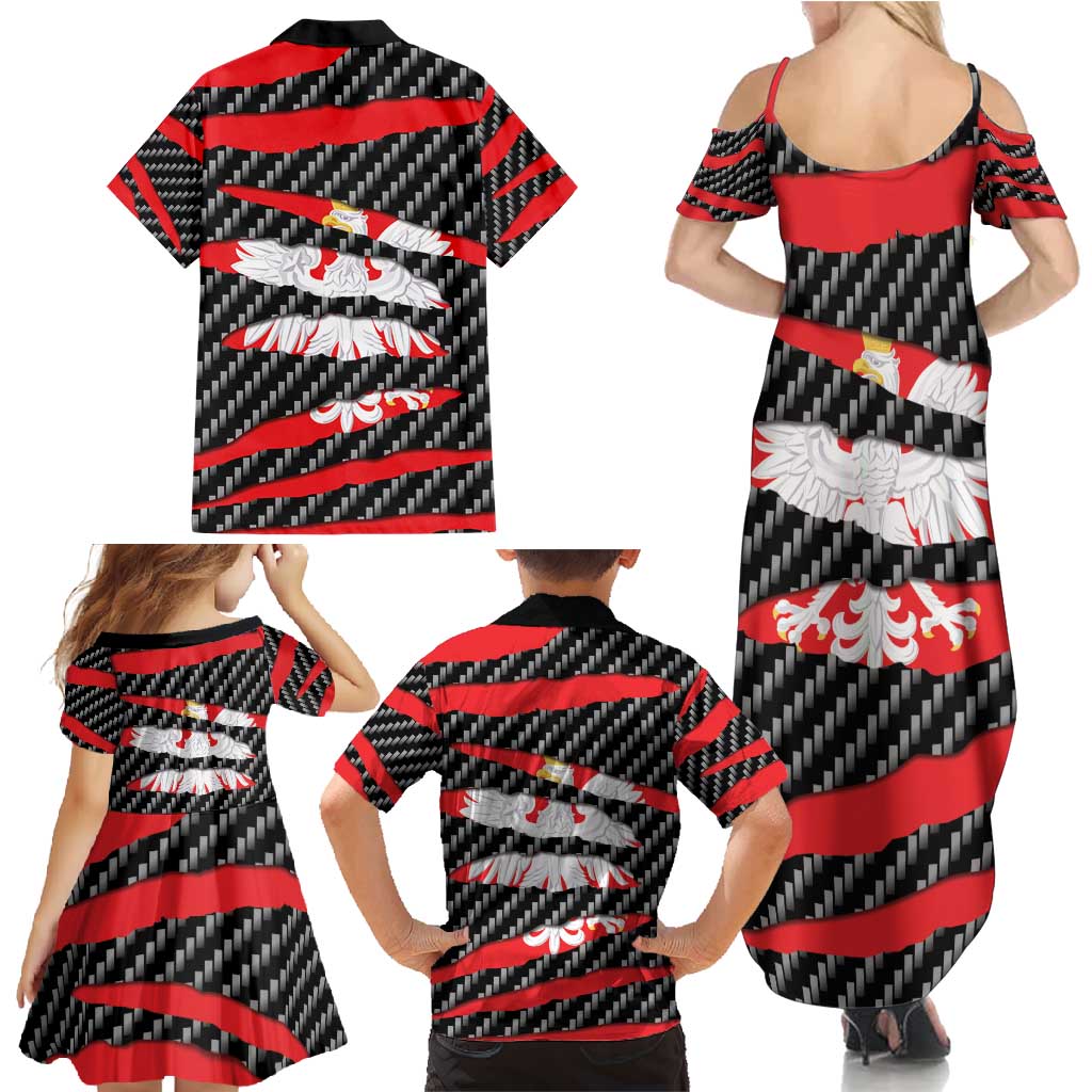 Poland Beast Family Matching Summer Maxi Dress and Hawaiian Shirt Ripped Flag Graphic - Wonder Print Shop