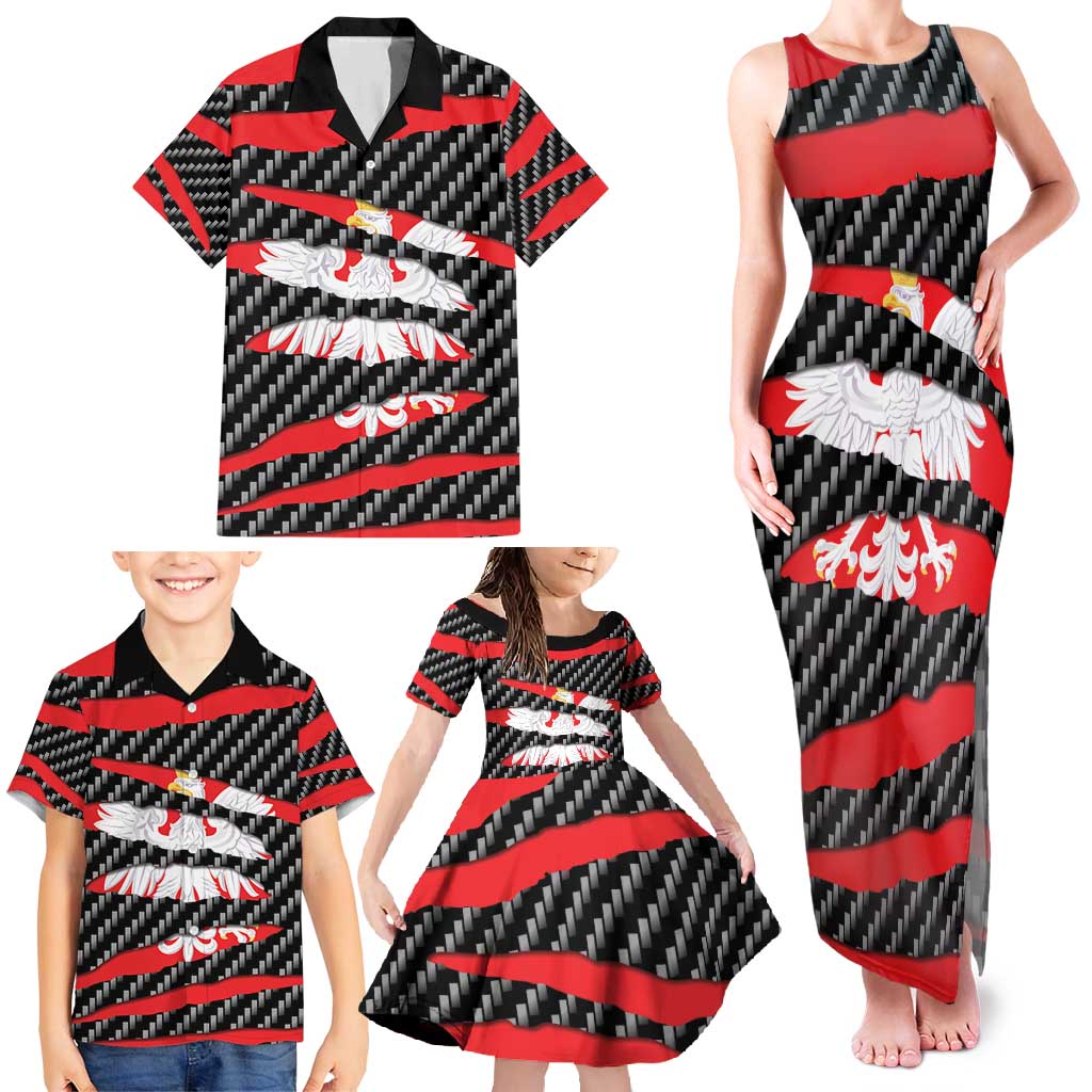 Poland Beast Family Matching Tank Maxi Dress and Hawaiian Shirt Ripped Flag Graphic - Wonder Print Shop