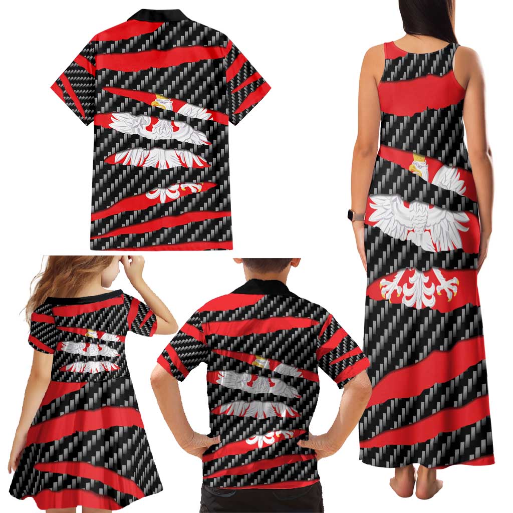 Poland Beast Family Matching Tank Maxi Dress and Hawaiian Shirt Ripped Flag Graphic - Wonder Print Shop