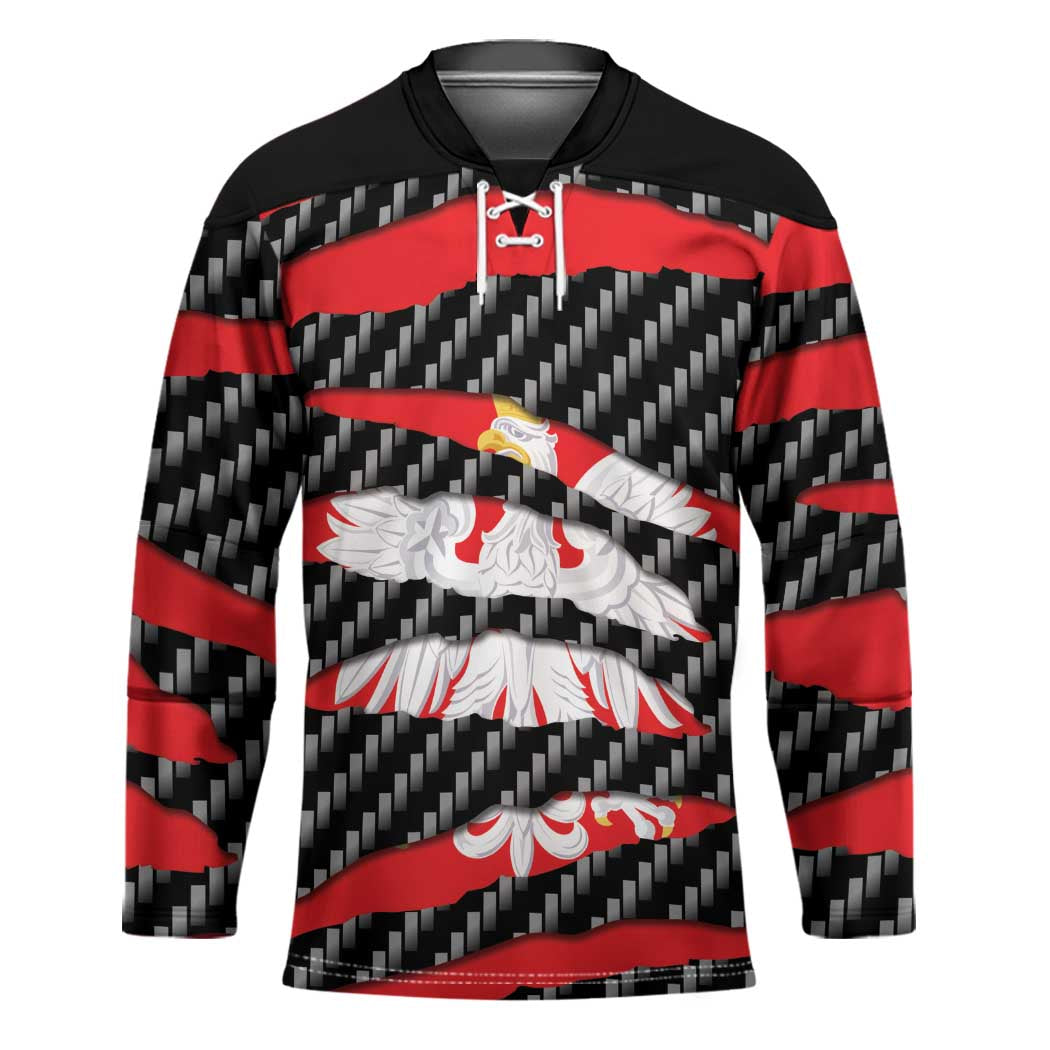 Poland Beast Hockey Jersey Ripped Flag Graphic - Wonder Print Shop