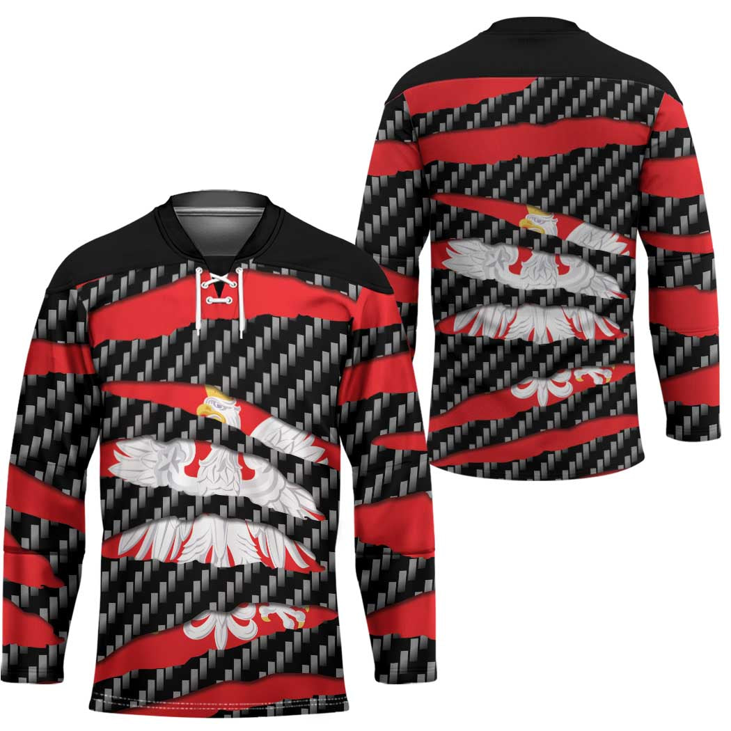 Poland Beast Hockey Jersey Ripped Flag Graphic - Wonder Print Shop