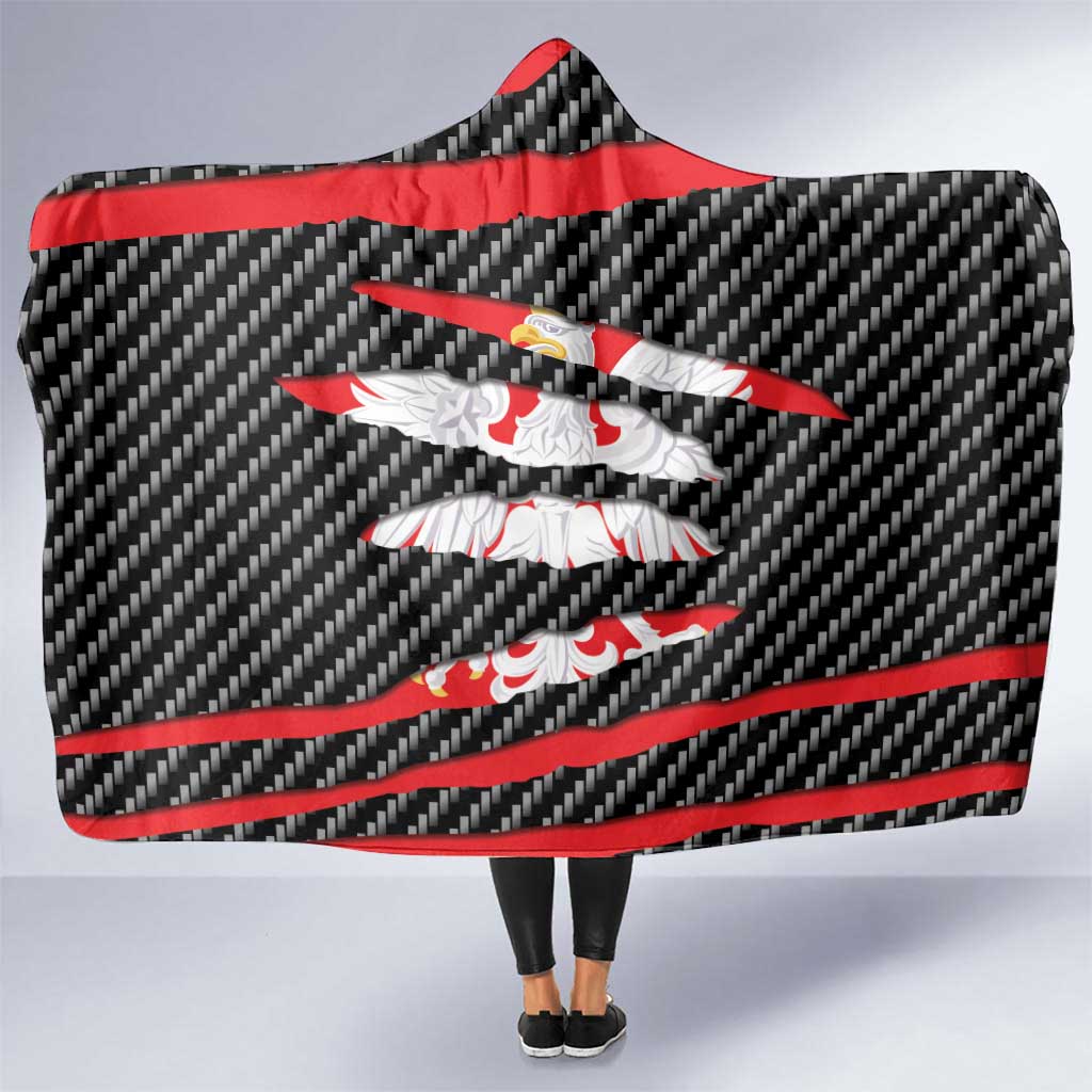 Poland Beast Hooded Blanket Ripped Flag Graphic - Wonder Print Shop
