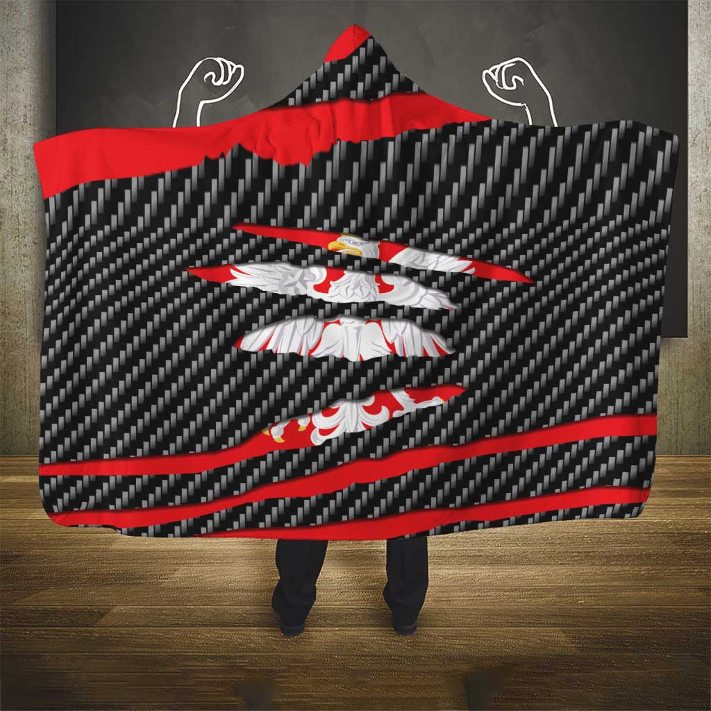 Poland Beast Hooded Blanket Ripped Flag Graphic - Wonder Print Shop