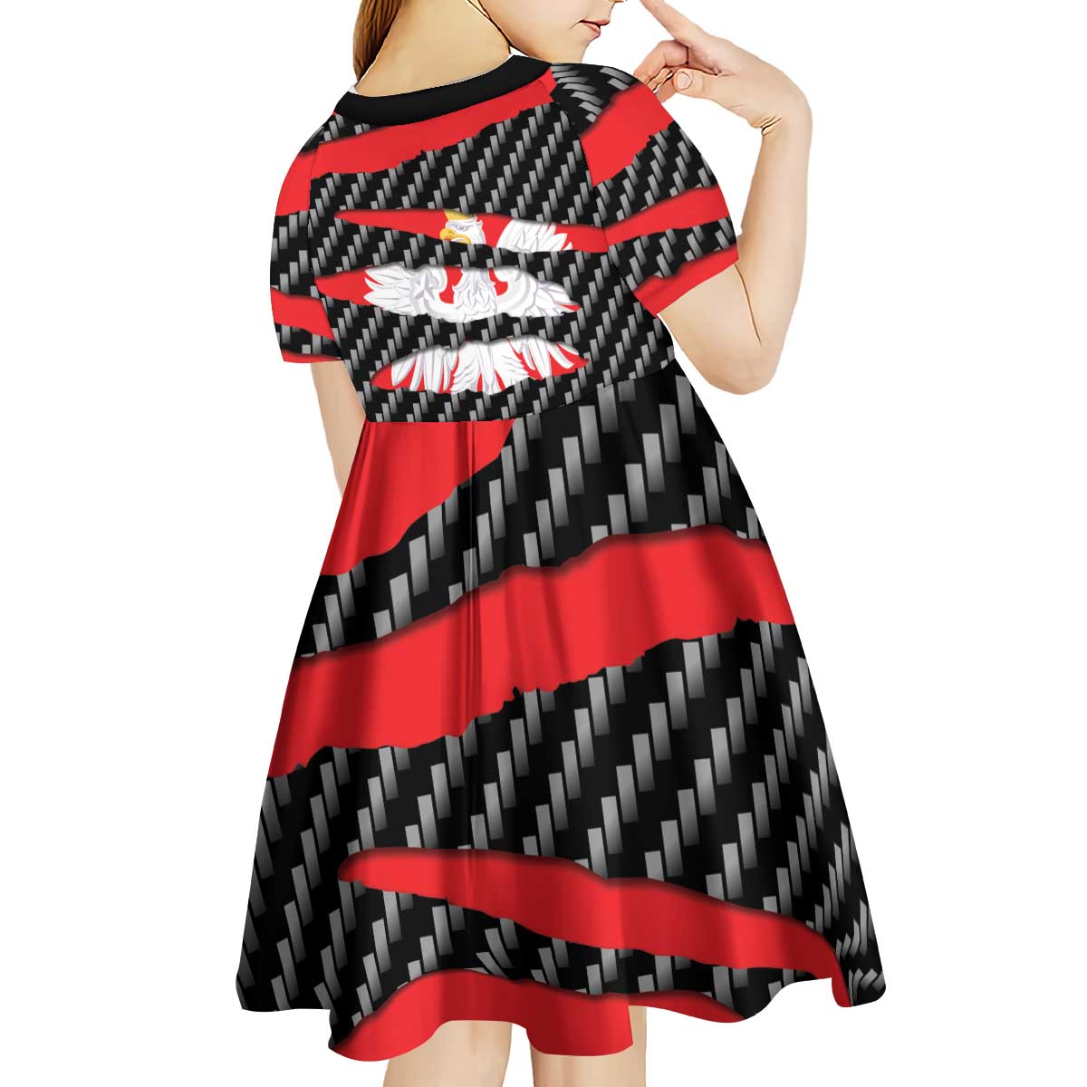 Poland Beast Kid Short Sleeve Dress Ripped Flag Graphic - Wonder Print Shop