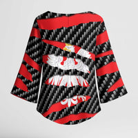 Poland Beast Kimono Sleeve Blouse Ripped Flag Graphic - Wonder Print Shop