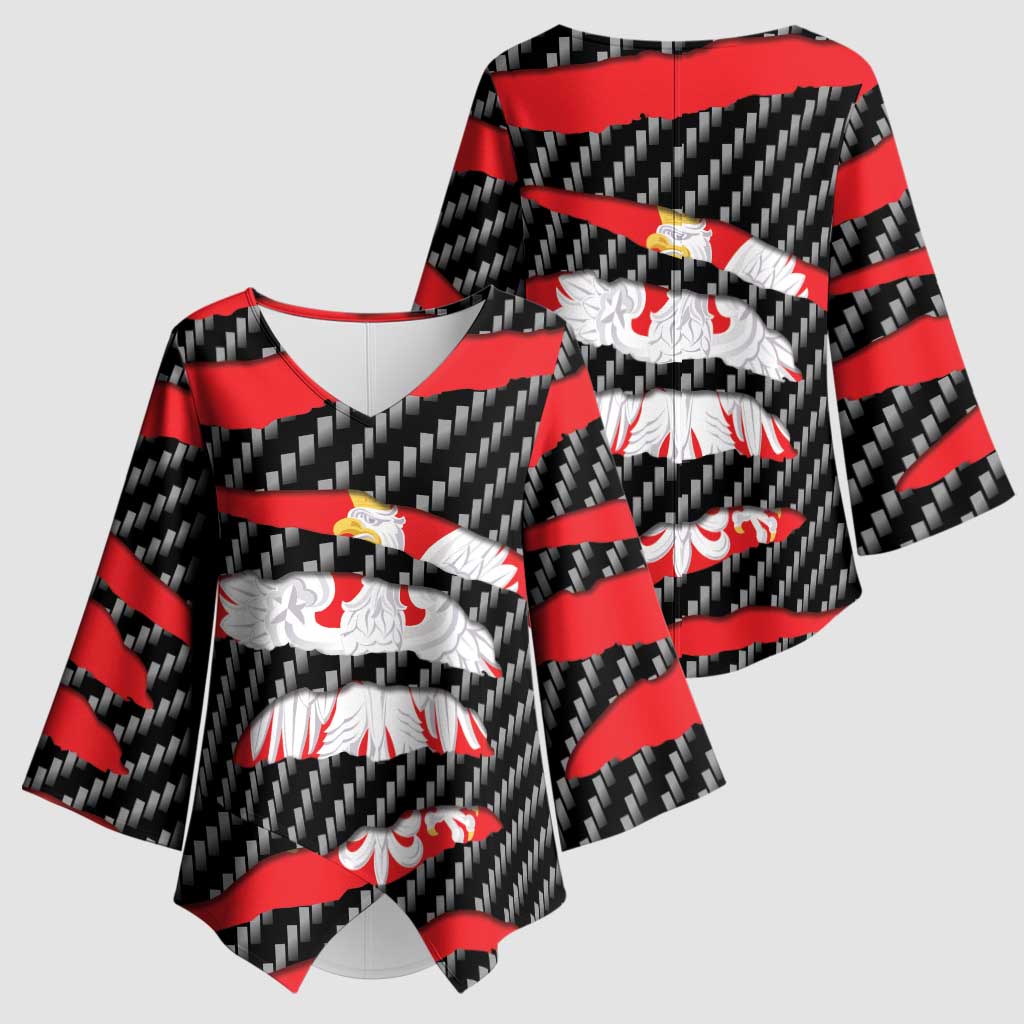 Poland Beast Kimono Sleeve Blouse Ripped Flag Graphic - Wonder Print Shop