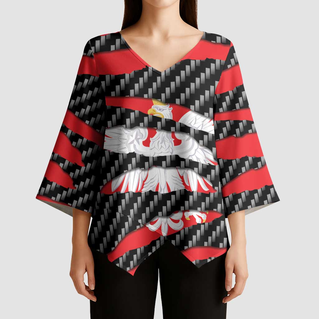 Poland Beast Kimono Sleeve Blouse Ripped Flag Graphic - Wonder Print Shop