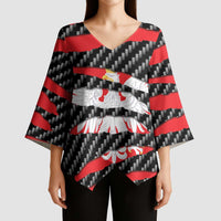 Poland Beast Kimono Sleeve Blouse Ripped Flag Graphic - Wonder Print Shop