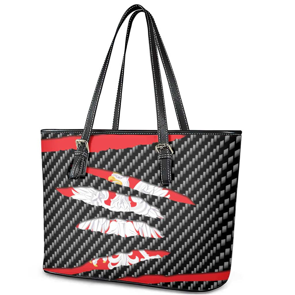 Poland Beast Leather Tote Bag Ripped Flag Graphic - Wonder Print Shop