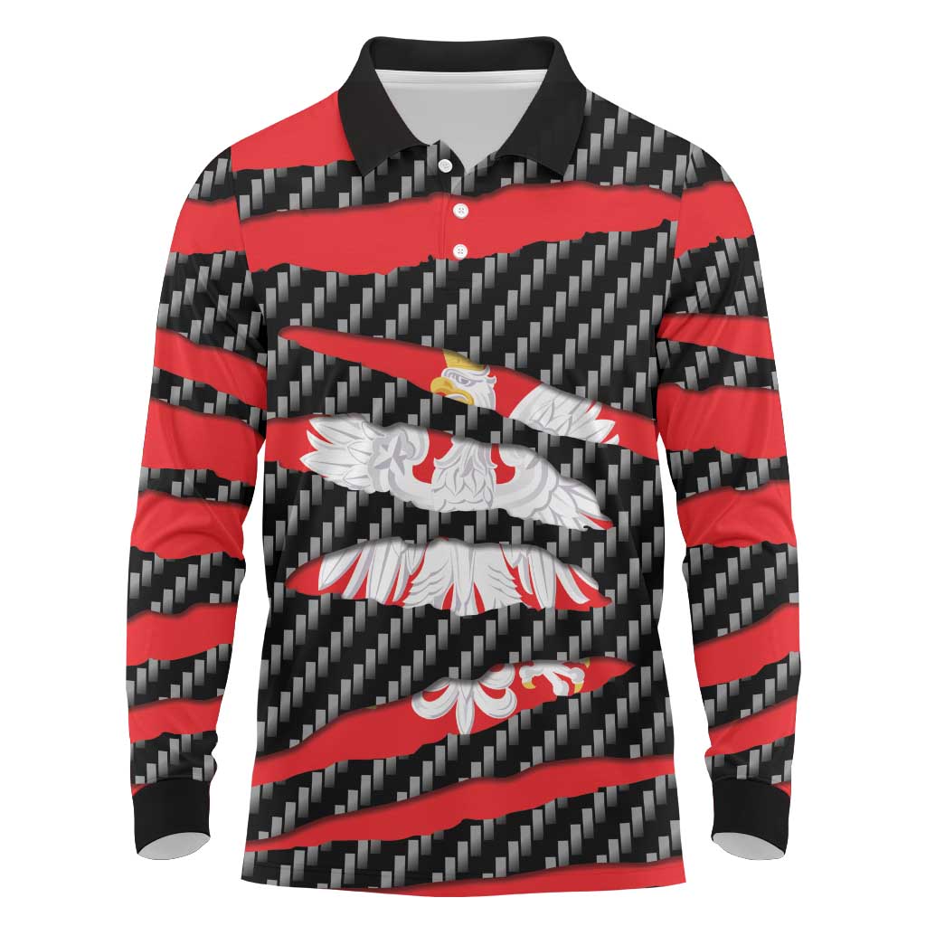 Poland Beast Long Sleeve Polo Shirt Ripped Flag Graphic - Wonder Print Shop