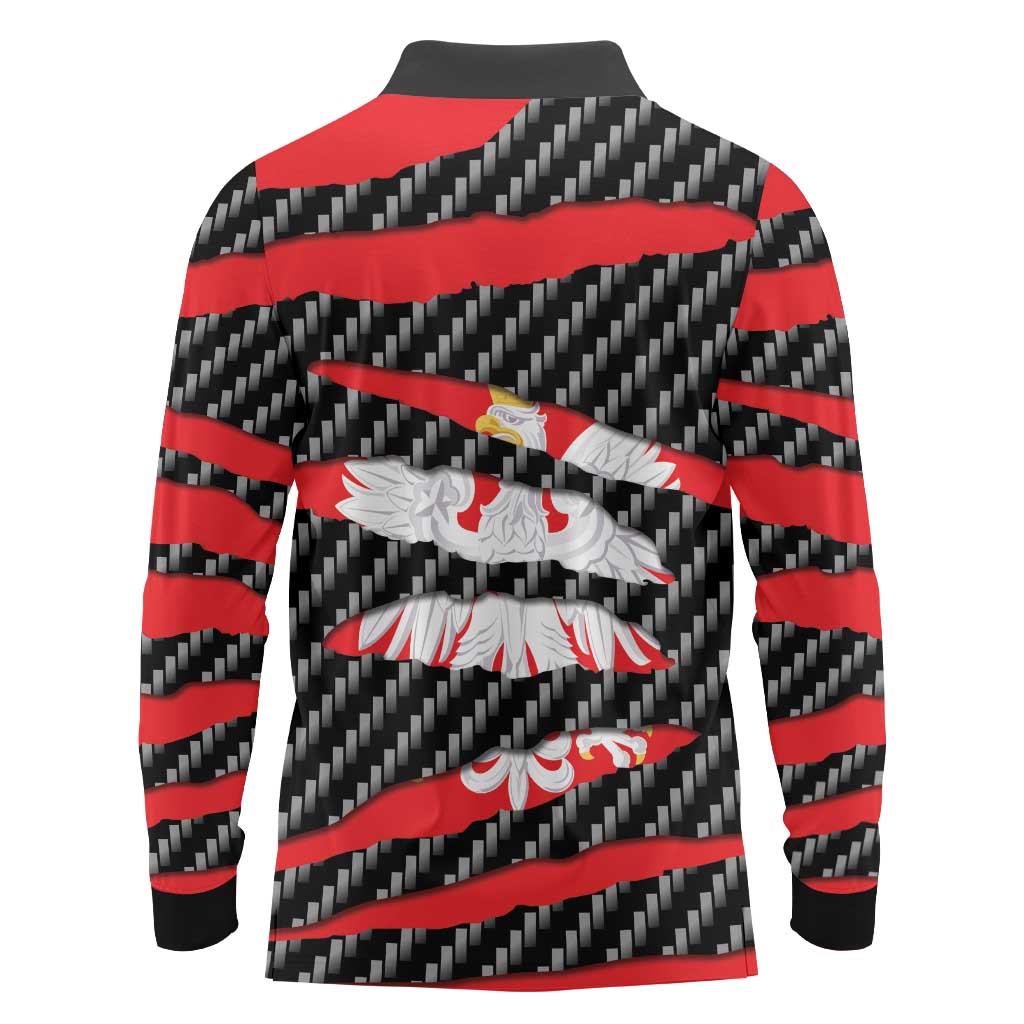 Poland Beast Long Sleeve Polo Shirt Ripped Flag Graphic - Wonder Print Shop