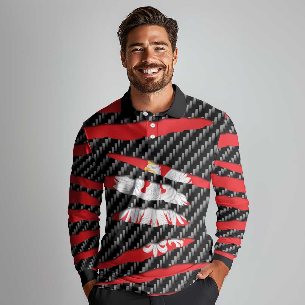 Poland Beast Long Sleeve Polo Shirt Ripped Flag Graphic - Wonder Print Shop