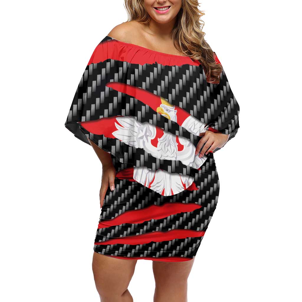 Poland Beast Off Shoulder Short Dress Ripped Flag Graphic - Wonder Print Shop
