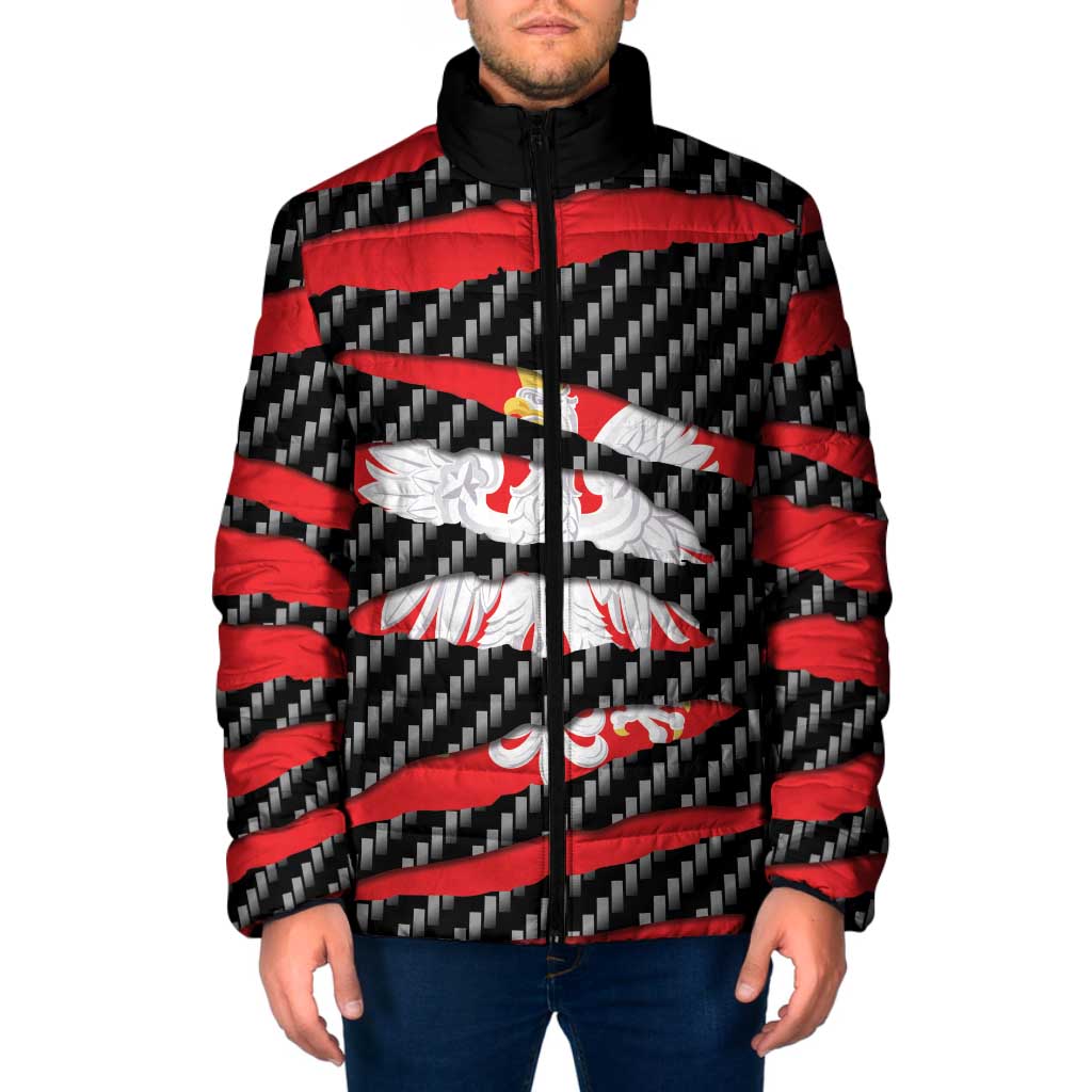 Poland Beast Padded Jacket Ripped Flag Graphic - Wonder Print Shop