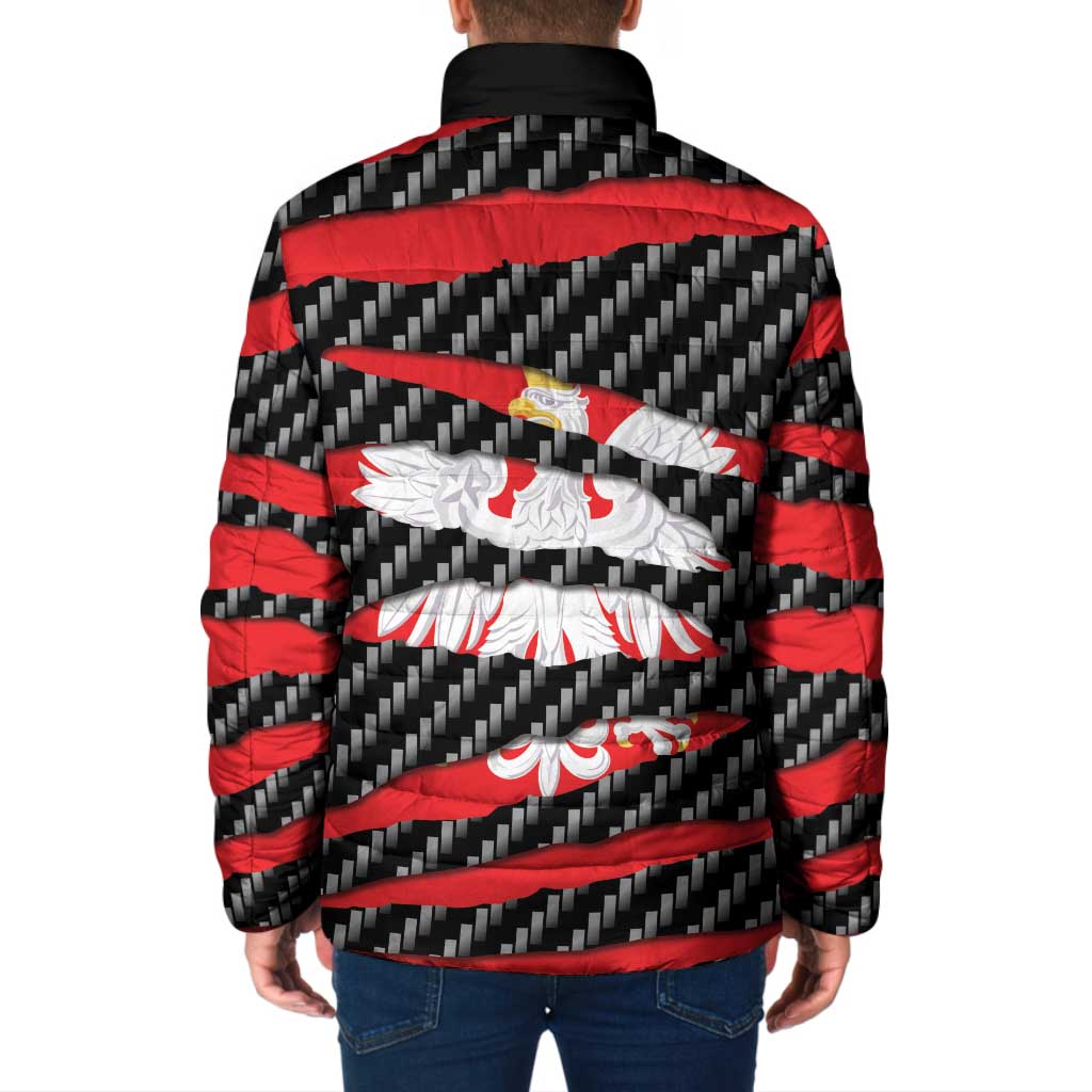 Poland Beast Padded Jacket Ripped Flag Graphic - Wonder Print Shop