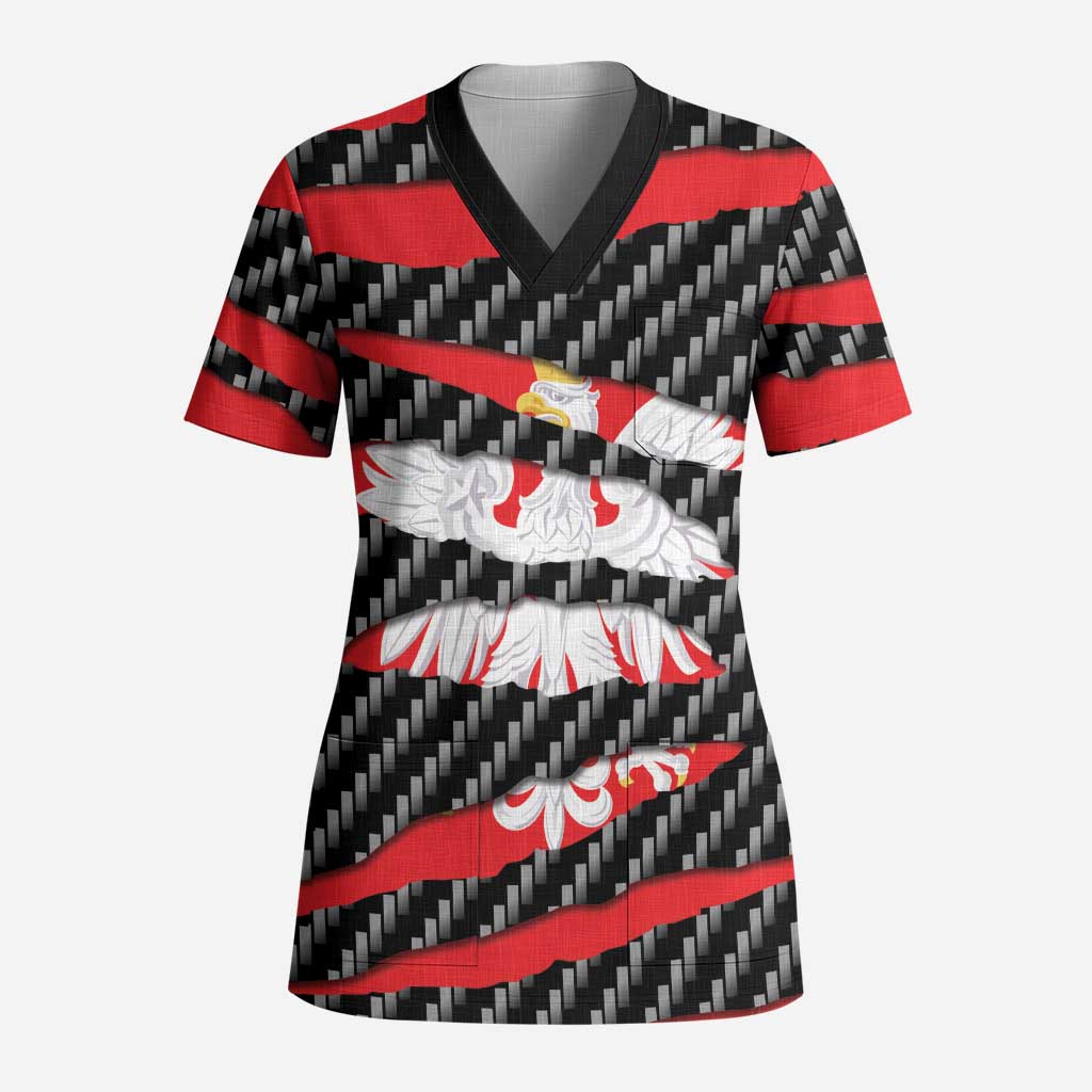 Poland Beast Scrub Top Ripped Flag Graphic - Wonder Print Shop