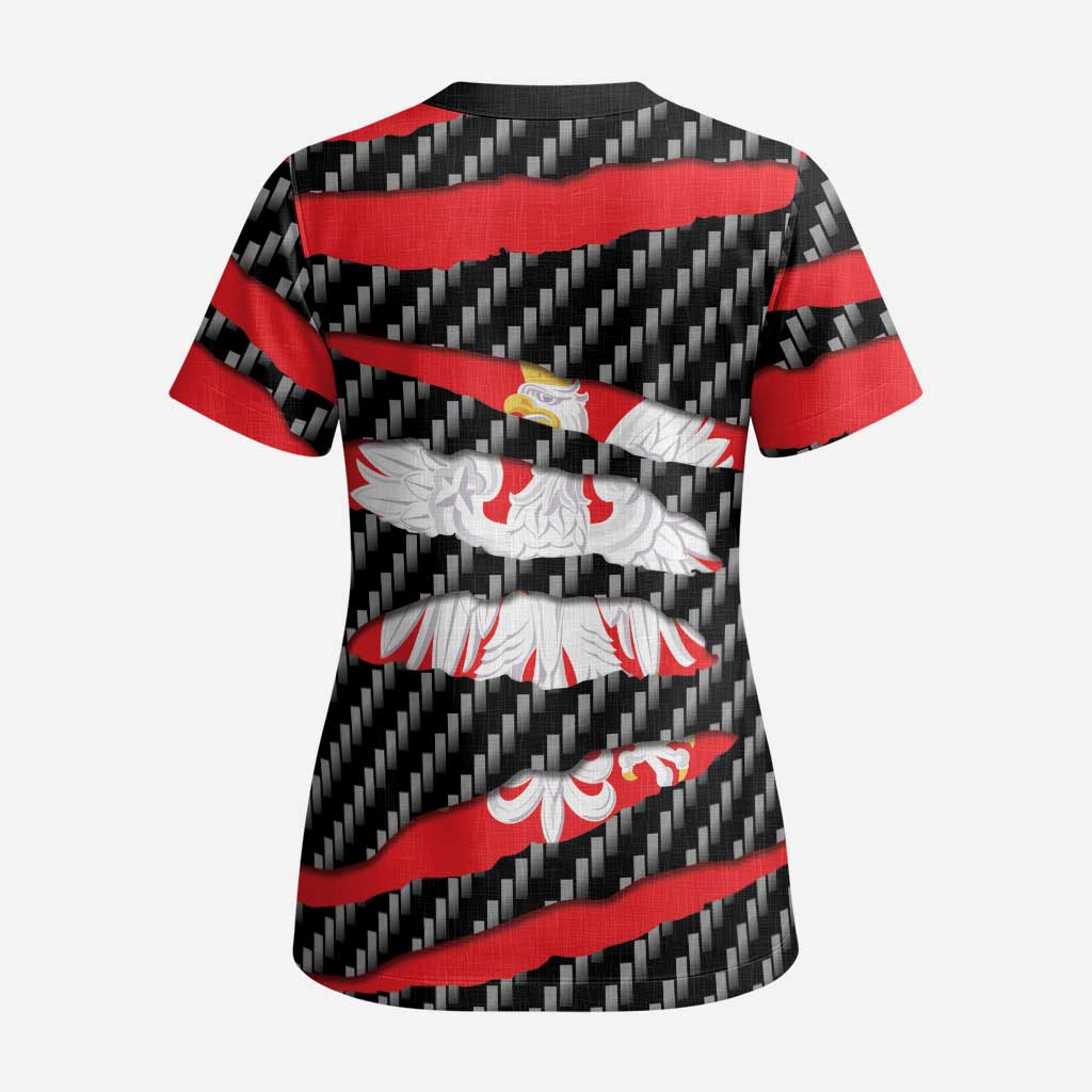 Poland Beast Scrub Top Ripped Flag Graphic - Wonder Print Shop