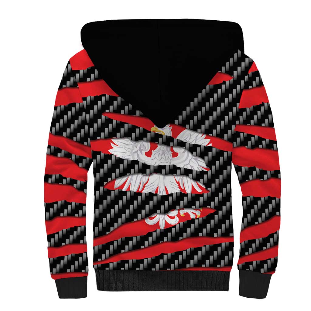 Poland Beast Sherpa Hoodie Ripped Flag Graphic - Wonder Print Shop