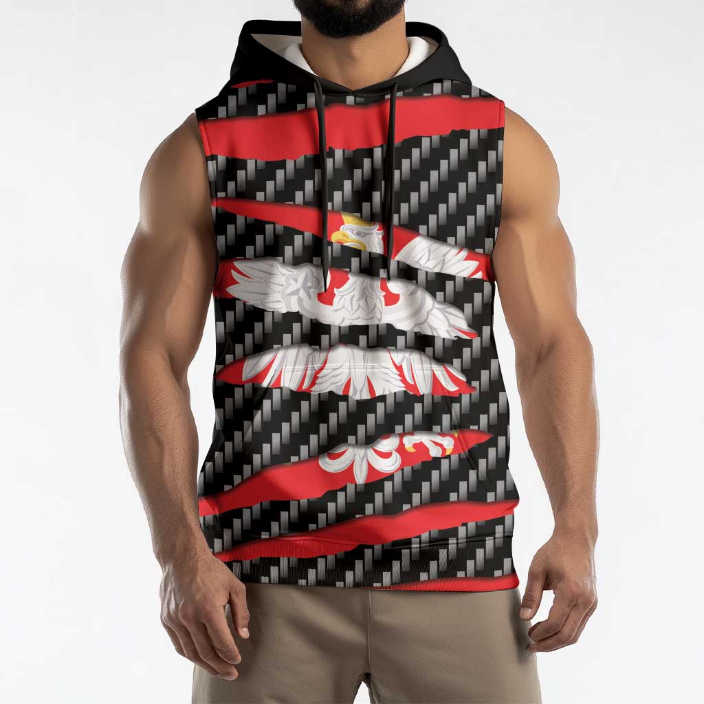 Poland Beast Sleeveless Hoodie Ripped Flag Graphic - Wonder Print Shop